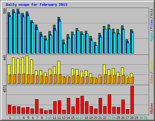 Daily usage for February 2013