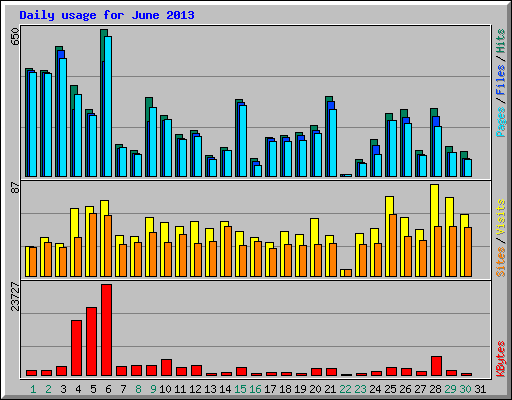 Daily usage for June 2013