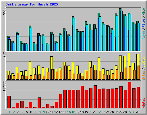 Daily usage for March 2025