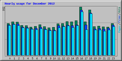 Hourly usage for December 2012
